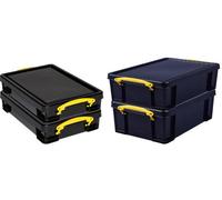 Really Useful Box Company Really Useful Plastic Storage Box Solid Black 2X9L + 2X4L (Bonus Pack)