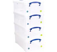 Really Useful Box Company Storage Box Really Useful 12 L 4-Pack - A4-Size Storage Solution, Transparent