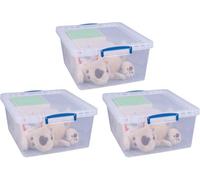 Really Useful Box Nestable Plastic Storage 17.5 Litre Clear (Pack Of 3)