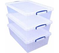 Really Useful Nestable Plastic Storage Box 43 Litre Clear (Pack of 3)