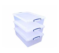 Really Useful Box Nestable Plastic Storage 43 Litre Clear (Pack of 3)