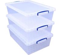 Really Useful Box Nestable Plastic Storage 43 Litre Clear (Pack of 3)