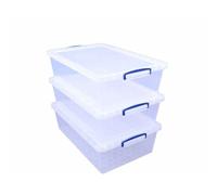 Really Useful Products 43 Litre Box, Nestable Clear, Pack of 3 in Card