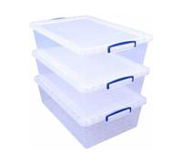 Really Useful Box Nestable Plastic Storage 43 Litre Clear (Pack of 3)