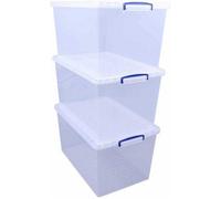 Really Useful Box Nestable Plastic Storage 83 Litre Clear (Pack of 3)