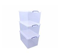 Really Useful Box Nestable Plastic Storage 83 Litre Clear (Pack of 3)