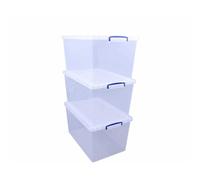Really Useful Box Nestable Plastic Storage 83 Litre Clear (Pack of 3)
