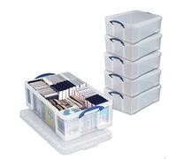 Really Useful Box Plastic 50 LITRE UNDERBED STORAGE BOXES, CLEAR, Pack of 9
