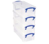 Really Useful Box Plastic Storage 0.9 Litre Clear (Pack of 4), 0.9,