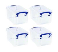 Really Useful Box Plastic Storage 1.6 Litre Clear (Pack of 4)