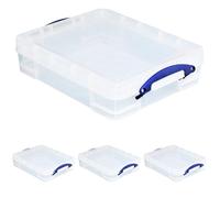 Really Useful Box Plastic Storage 11 Litre Clear (Pack of 4)