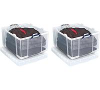 Really Useful Box Plastic Storage 145 Litre Clear (Pack of 2)
