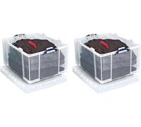 Really Useful Box Plastic Storage 145 Litre Clear pack of 2