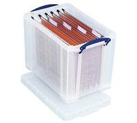 Really Useful Box Plastic Storage 24 Litre Clear with 10 x Suspension Files