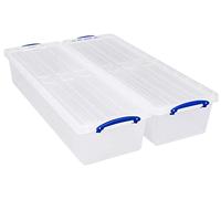 Really Useful Box Plastic Storage 25.5 Litre Clear (Pack of 2)