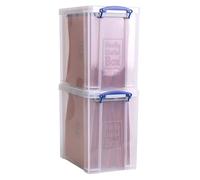 Really Useful Box Plastic Storage 25L Clear with 10 Suspension Files (12x12) Pack of 2