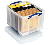 Really Useful Box Plastic Storage 35 Litre Clear with 10 x A4 Suspension Files