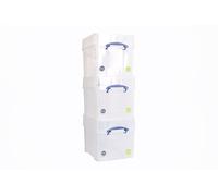 Really Useful Box Plastic Storage 35 Litre With XXL Lid Clear (Pack Of 3)