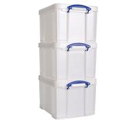 Really Useful Box Plastic Storage 35L White Strong Pack of 3