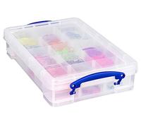 Really Useful Box Plastic Storage 4 Litre Clear with 2 x Hobby Trays