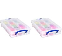 Really Useful Box Plastic Storage 4 Litre Clear with 2 x Hobby Trays (Pack of 2)