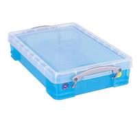 Really Useful Box Plastic Storage 4 Litre Transparent Bright Blue
