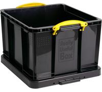 Really Useful Box Plastic Storage 42 Litre Black Yellow Handles Single