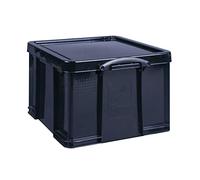 Really Useful Box Plastic Storage 42 Litre Solid Black with Yellow Handles