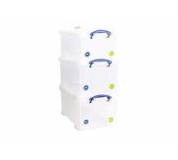 Really Useful Stackable Plastic Storage Box 48L Clear (Pack of 3)