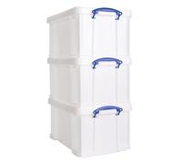 Really Useful Box Plastic Storage 48 Litre White Strong Pack of 3