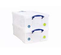 Really Useful Box Plastic Storage 50 Litre Clear (Pack Of 2)