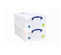 Really Useful Box Plastic Storage 50 Litre Clear (Pack Of 2)