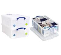 Really Useful Box Plastic Storage 50 Litre CLEAR Pack of 3