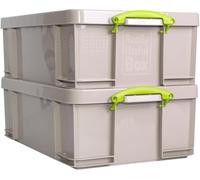 Really Useful Box Plastic Storage 50 Litre Dove Grey Pack of 2