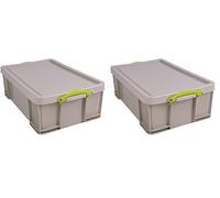 Really Useful Box Plastic Storage 50 Litre Recycled Dove Grey (Pack of 2)