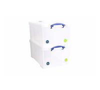 Really Useful Box Plastic Storage 64 Litre Clear (Pack of 2)