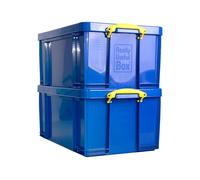 Really Useful Box Plastic Storage 64 Litre Solid Blue Pack of 2