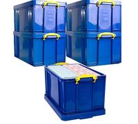 Really Useful Box Plastic Storage 64 Litre Solid Blue pack of 5