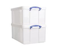 Really Useful Box Plastic Storage 64 Litre White Strong Pack of 2