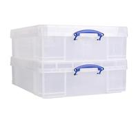 Really Useful Box Plastic Storage 70 Litre Clear Pack of 2