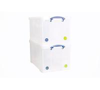 Really Useful Box Plastic Storage 84 Litre Clear (Pack Of 2)