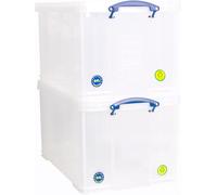 Really Useful Box Plastic Storage 84 Litre Clear with Secure Lid and Handles/Mega Deal (2, Clear, 84L)