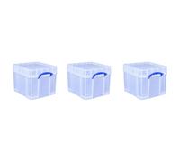 Really Useful Box Plastic Storage Bonus Pack 3x35 Litre Clear with XL Lid Clear