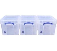 Really Useful Box Plastic Storage Bonus Pack 3x35 Litre Clear with XL Lid Clear