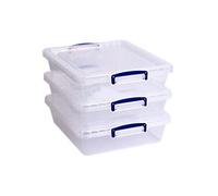 Really Useful Box Plastic Storage Box 10.5 L Transparent 38.3 x 46 x 11.3 cm Pack of 3