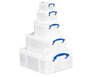 Really Useful Box Plastic Storage Box 1x 0.7L, 1.6L, 3.0L, 9.0L, 18.0L Transparent Pack of 5