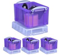 Really Useful Box Plastic Storage Box 3 Litre Tranparent Purple (Pack of 4)