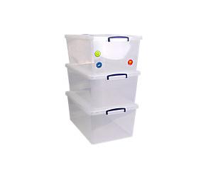 Really Useful Box Plastic Storage Box 62 L Transparent 44 x 69.5 x 28.7 cm Pack of 3