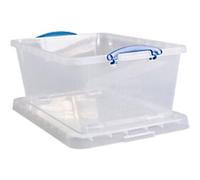 Really Useful Box Plastic Storage Box 63.5 L With Lid Transparent 46 x 72.5 x 30 cm Pack of 3