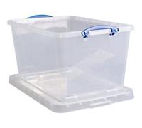 Really Useful Box Plastic Storage Box 83.5 L With Lid Transparent 46 x 72.5 x 38 cm Pack of 3